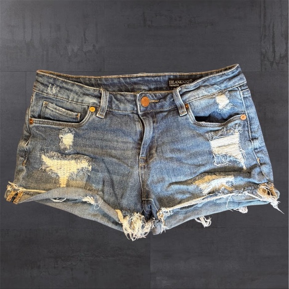 Blank NYC Pants - Blank NYC “The Fulton” Blue Distressed Jean Shorts